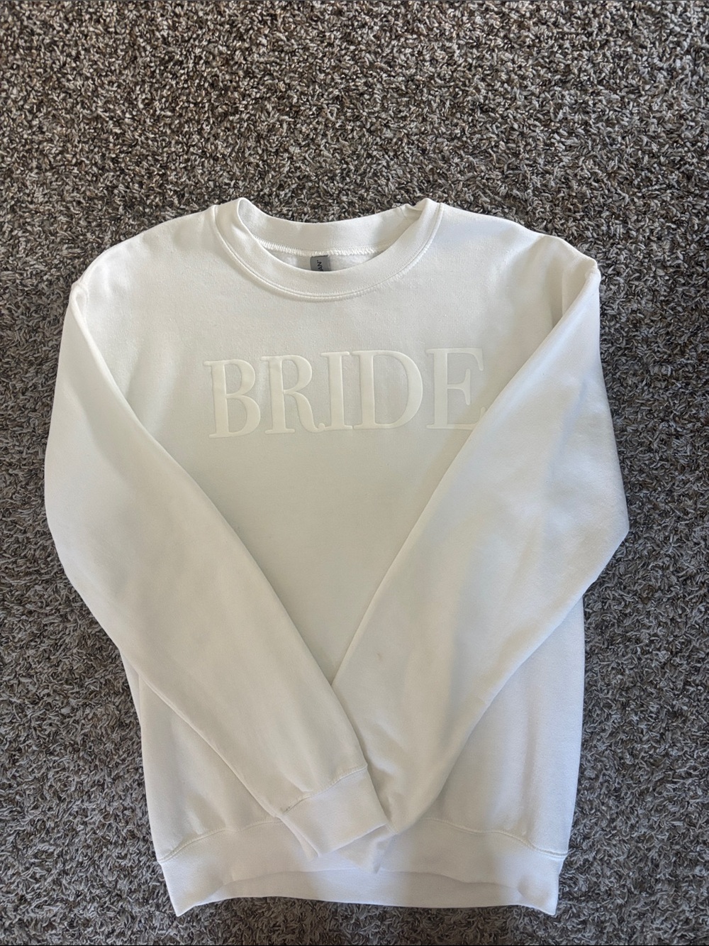 White 'BRIDE' Embossed Crewneck Sweatshirt